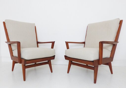 Pair of Danish Teak Lounge Armchairs