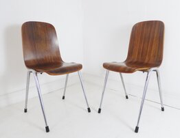 Pair Of Walnut Plywood Toby Stacking Chairs By Neil Morris For Morris Of Glasgow