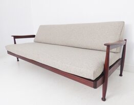 Afromosia Teak Manhatten Sofa Bed Settee By Guy Rogers